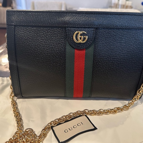 Gucci Ophidia Small Web Shoulder Bag Black Leather - Picture 6 of 17